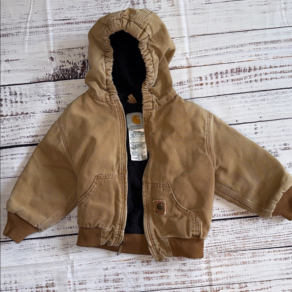 Carhartt Kids Brown Hooded Puffer Jacket